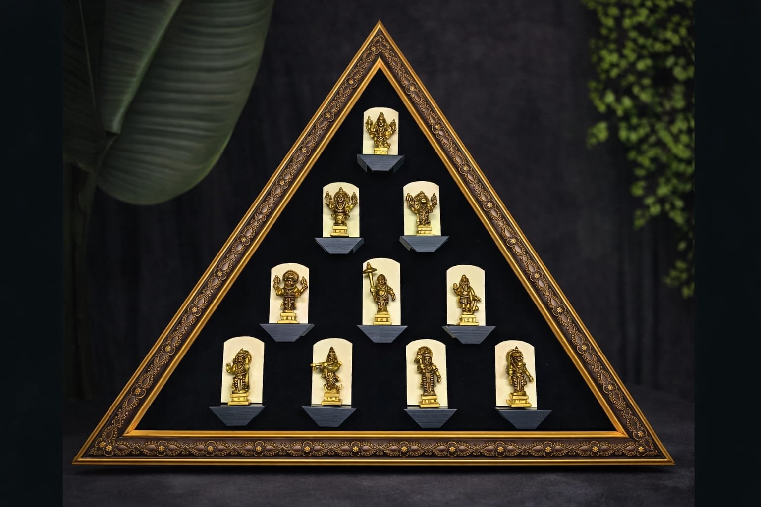 Dashavtar Pure Brass Triangle Statement Piece - Antique Gallery Frame
