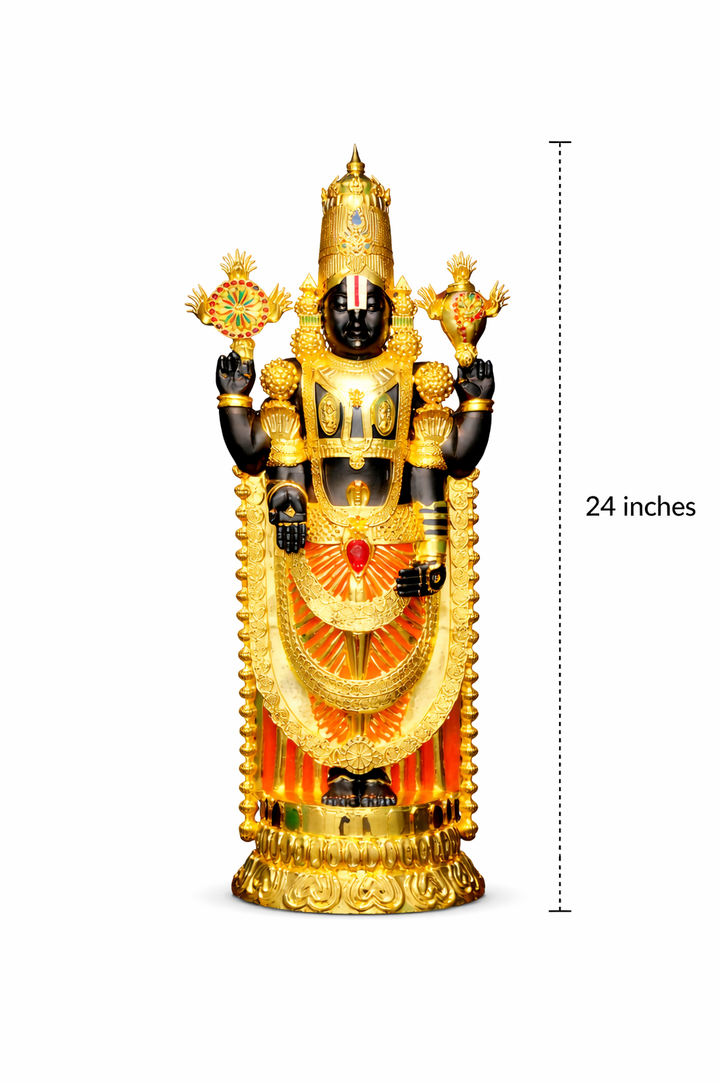 Lord Srinivasa Suvarna Icon Premium Statement Frame - 2ft 24kt Gold Electroplated Idol - Image 2