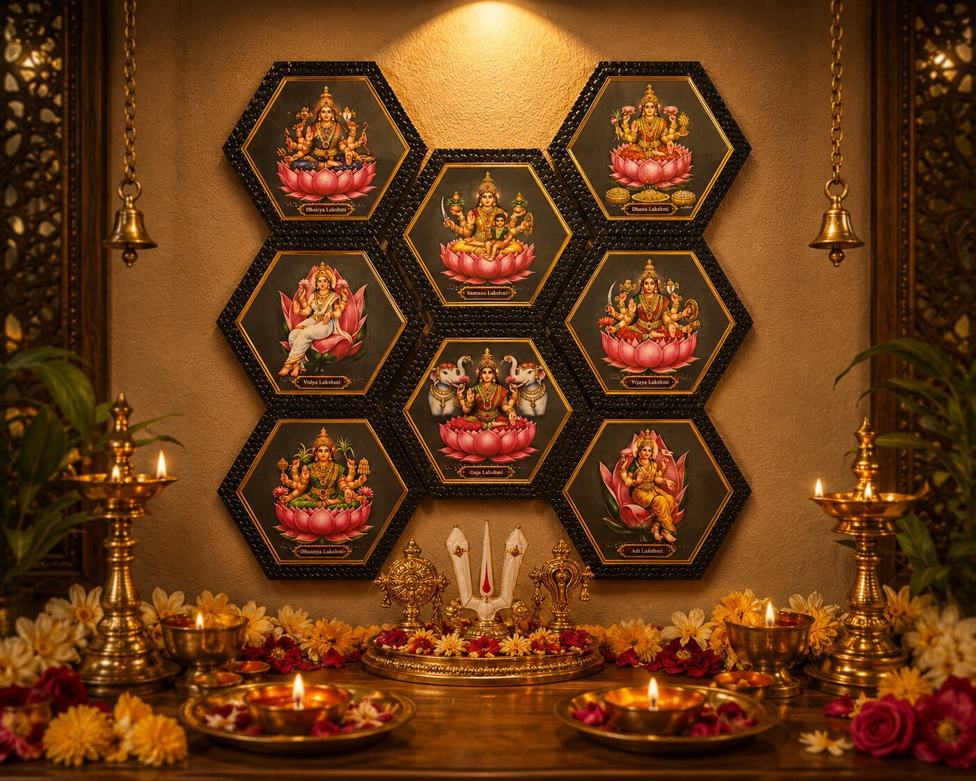 Astalakshmi Divine Statement Wall Decor 8 Frame Set - A Statement Piece Of Prosperity.