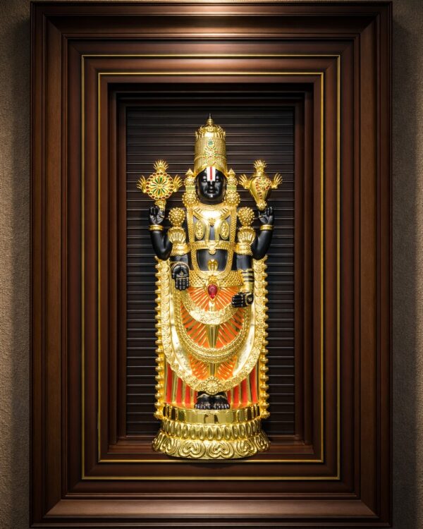 Lord Srinivasa Suvarna Icon Premium Statement Frame - 2ft 24kt Gold Electroplated Idol