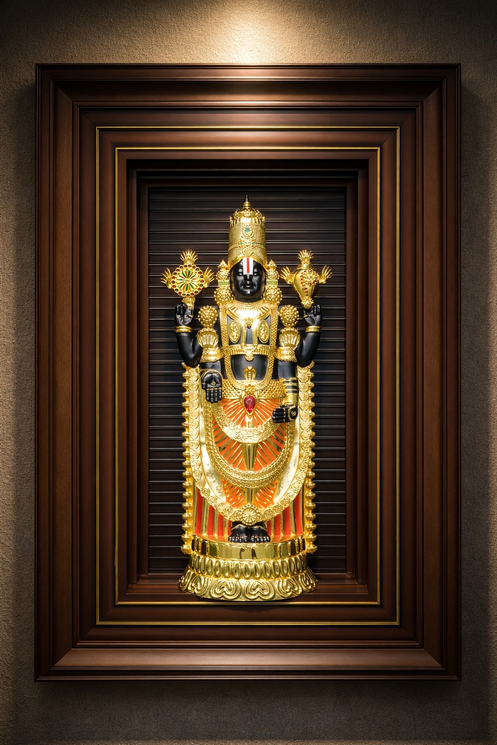 Lord Srinivasa Suvarna Icon Premium Statement Frame - 2ft 24kt Gold Electroplated Idol
