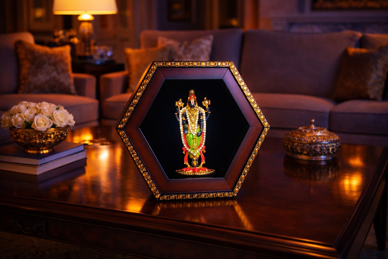 Lord Balaji Nitya Alankaram Hexagon Aura Frame