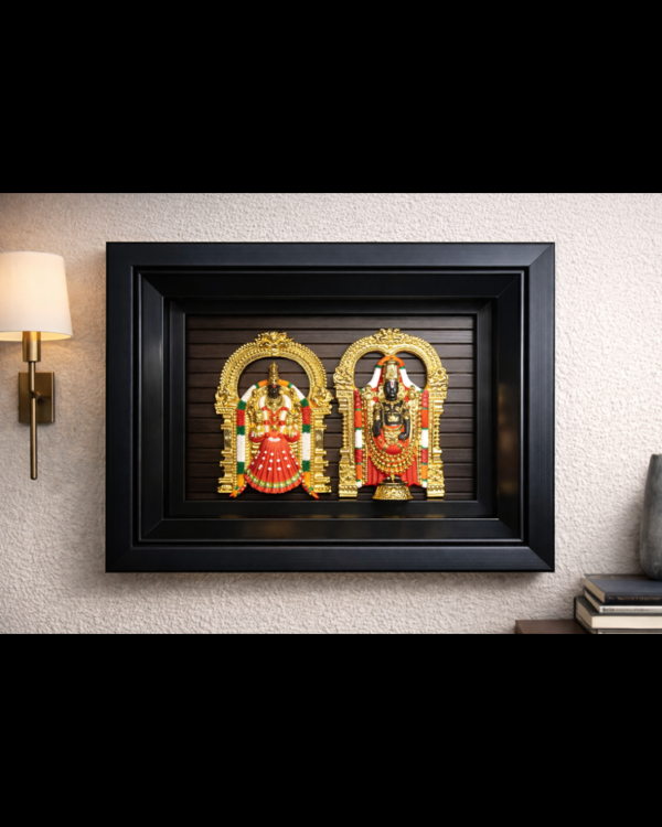 Lord Balaji with Alivelu Mangamma Sametha Divine Sanctum - 24kt Goldplated Idols