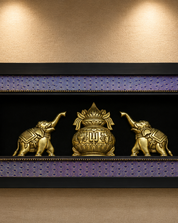 Shank Chakr Namam Sametha Kalasham With Dvigajam - Pure Brass Idols