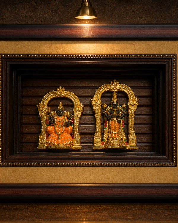 Lord Balaji with Goddess Alivelu Mangamma Sametha Divine Sanctum - 24kt goldplated Idols