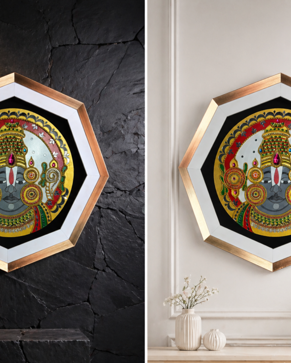 Lord Balaji Lippan Art - Divine Octagon Statement Gallery Frame