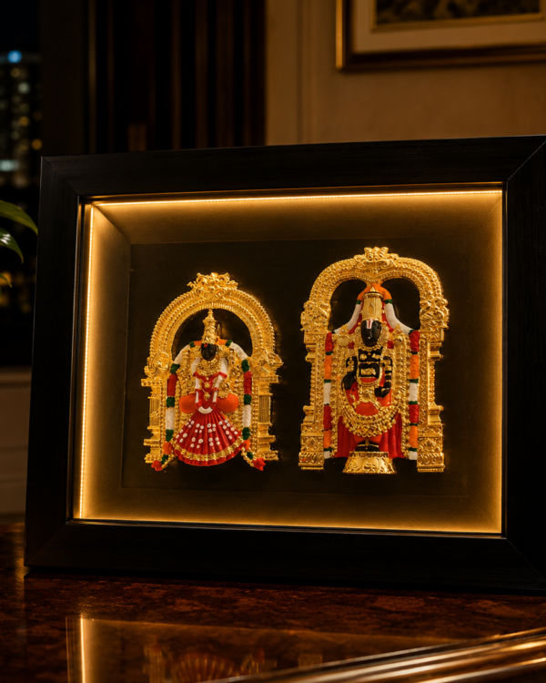 Lord Balaji & Goddess Alivelu Mangamma Sametha Sanctum -24kt Goldplated Idols