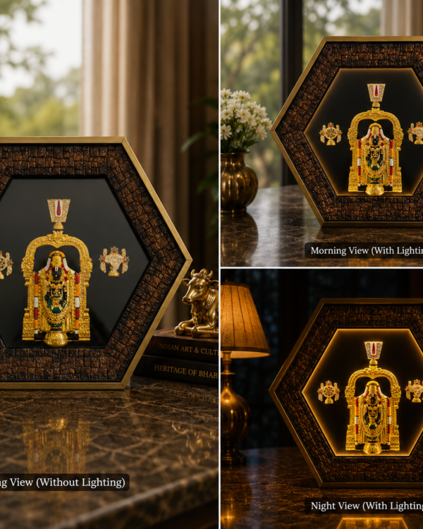 Lord Tirumala Balaji with Shank Chakr Namam - Hexagon Shaped Divine Sanctum
