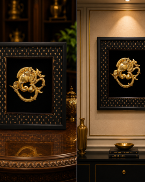Lord Ganesha in Divine Omkaram - A Divine Statement Wall Decor in Pure Brass