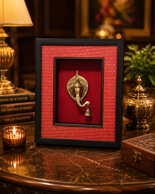 Lord Vakratunda Ganesha with the Bell of Prosperity in Pure Brass