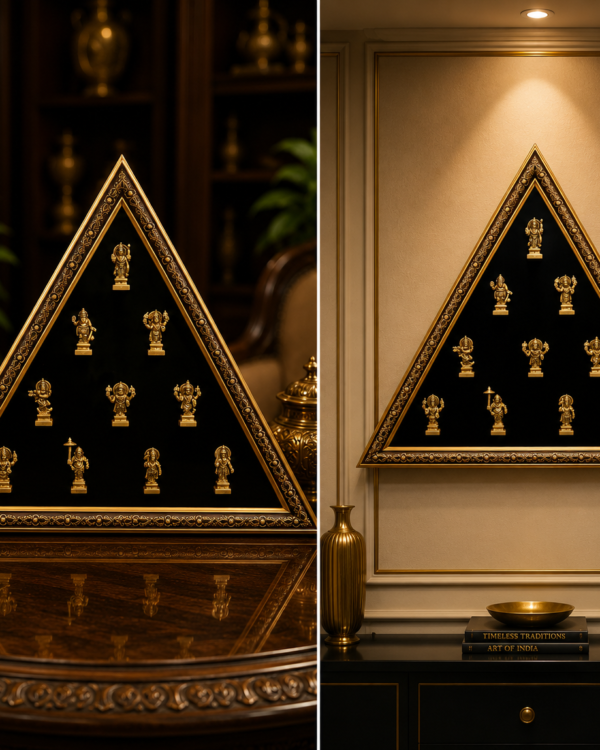 Dashavtar Triangle Divine Sanctum - A Statement Wall Decor in Pure Brass
