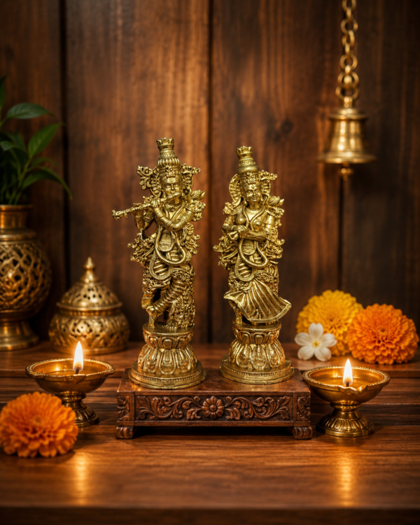 RadhaKrishna Pure Antique Brass Idols