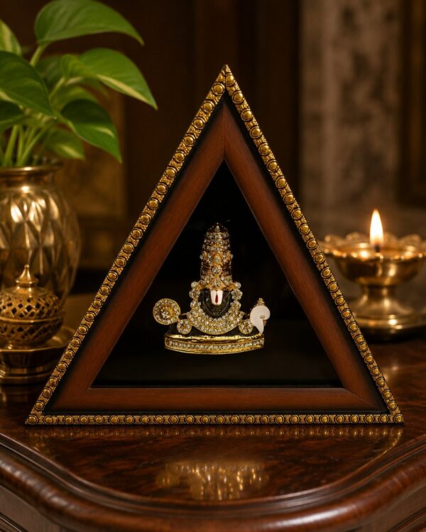 lord Balaji Darshan - Antique Triangle Sanctum - Gold Plated Idol