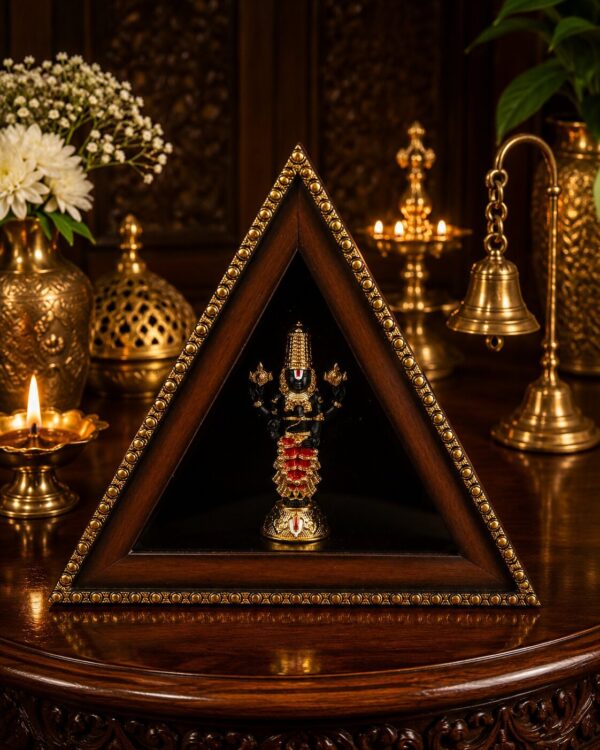 Lord Balaji Darshan - Antique Triangle Sanctum - Gold Plated Idol
