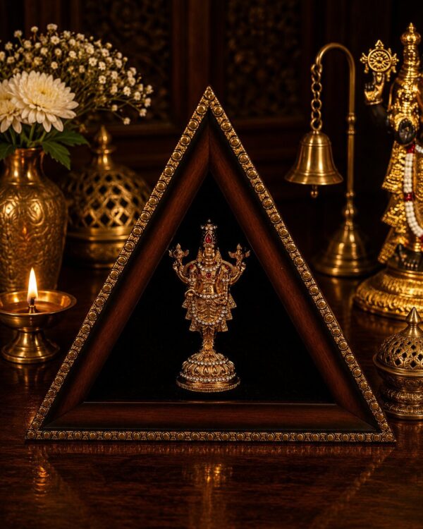 Lord Balaji Divine Alankaram - Antique Triangle Sanctum - Gold Plated Idol