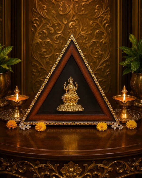 Goddess Lakshmi Devi - Antique Triangle Sanctum with Gold Plated Idol
