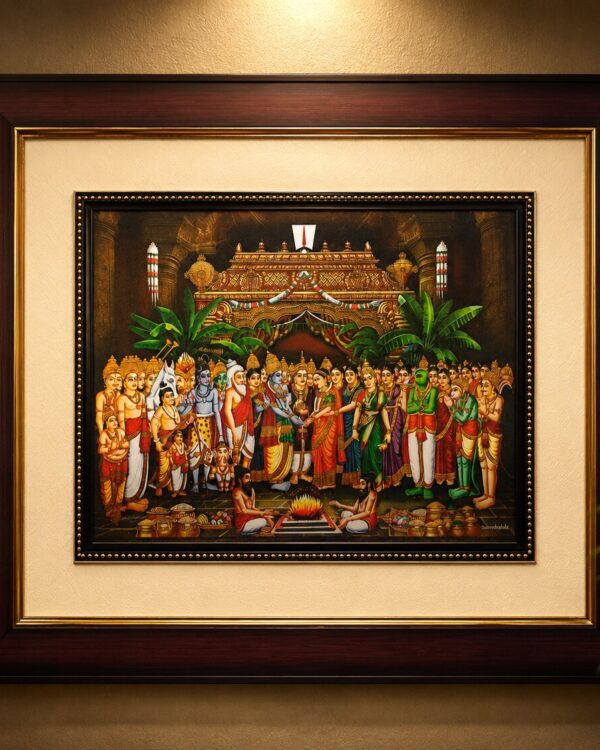 Srinivasa Kalyanam - Luxury UHD Pigment art print with Elegant Mount Backdrop Gallery Frame