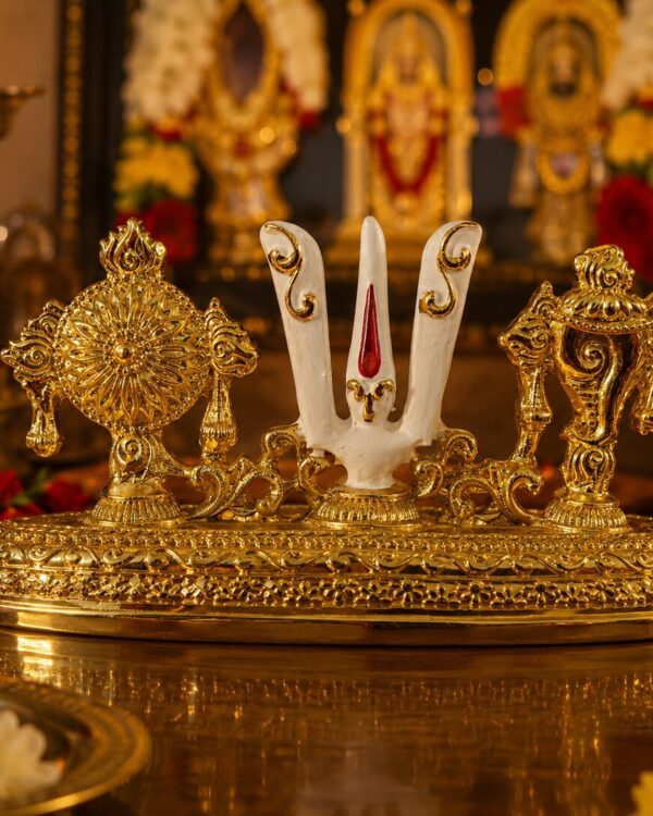 Lord Balaji's Shank Chakr Namam - 24kt Gold Plated Idol