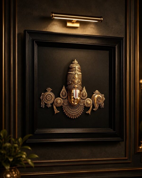 Lord Tirumala Balaji Pure Copper Plated Idol - Statement Wall Decor Frame