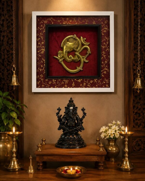Lord Ganesha in Divine Omkaram - A Divine Statement Wall Decor in Pure Brass