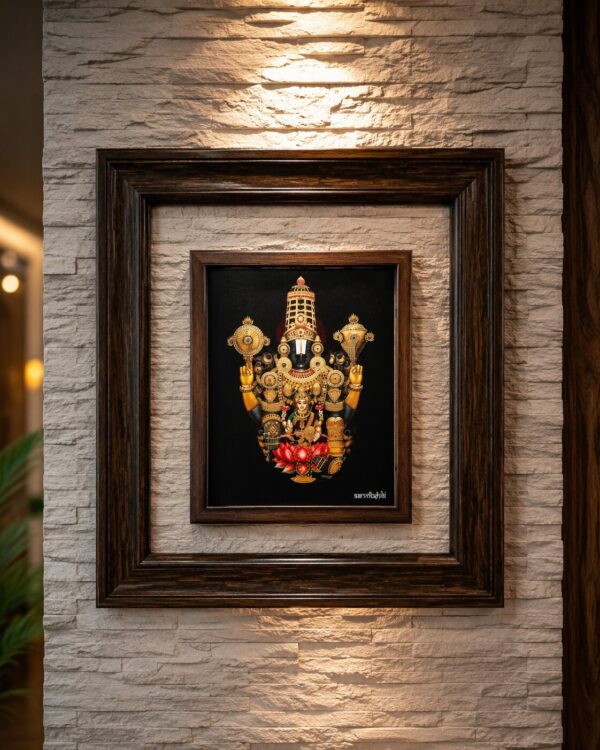 Lord Balaji with Goddess Lakshmi Sametha - Antique Brown Duel Frame - Ultra HD Pigment Art Print