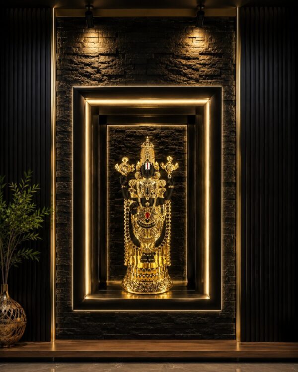 Lord Balaji Imperial Sanctum - Antique Gallery Depth Frame - Double Glass Sandwitch with Led Lighting