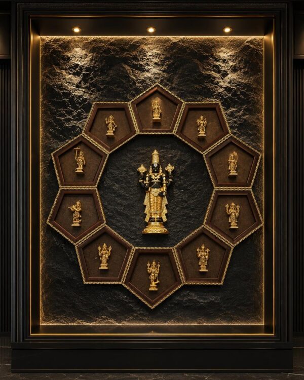 Sri Dashavatara Chakra Mantapa - Pure Brass Idols - A Statement Masterpiece